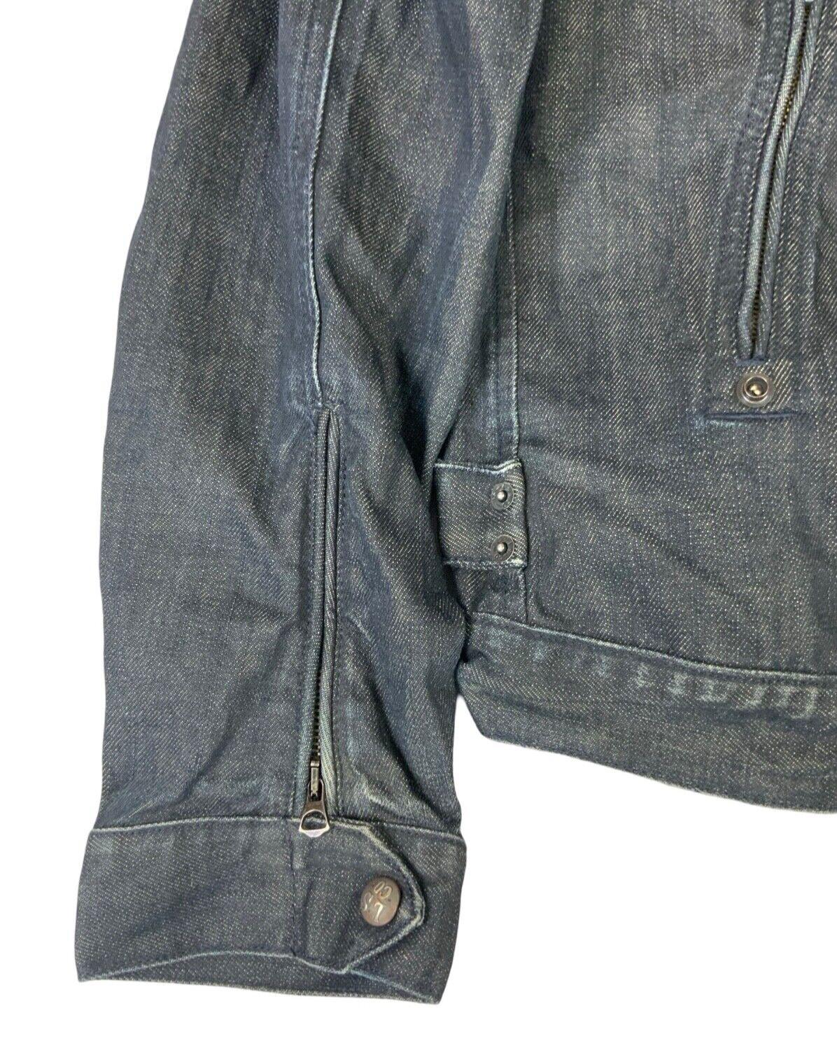 00s Y2K LEVIS DARK INDIGO ZIP UP ENGINEERED BIKER STYLE DENIM JACKET L 42