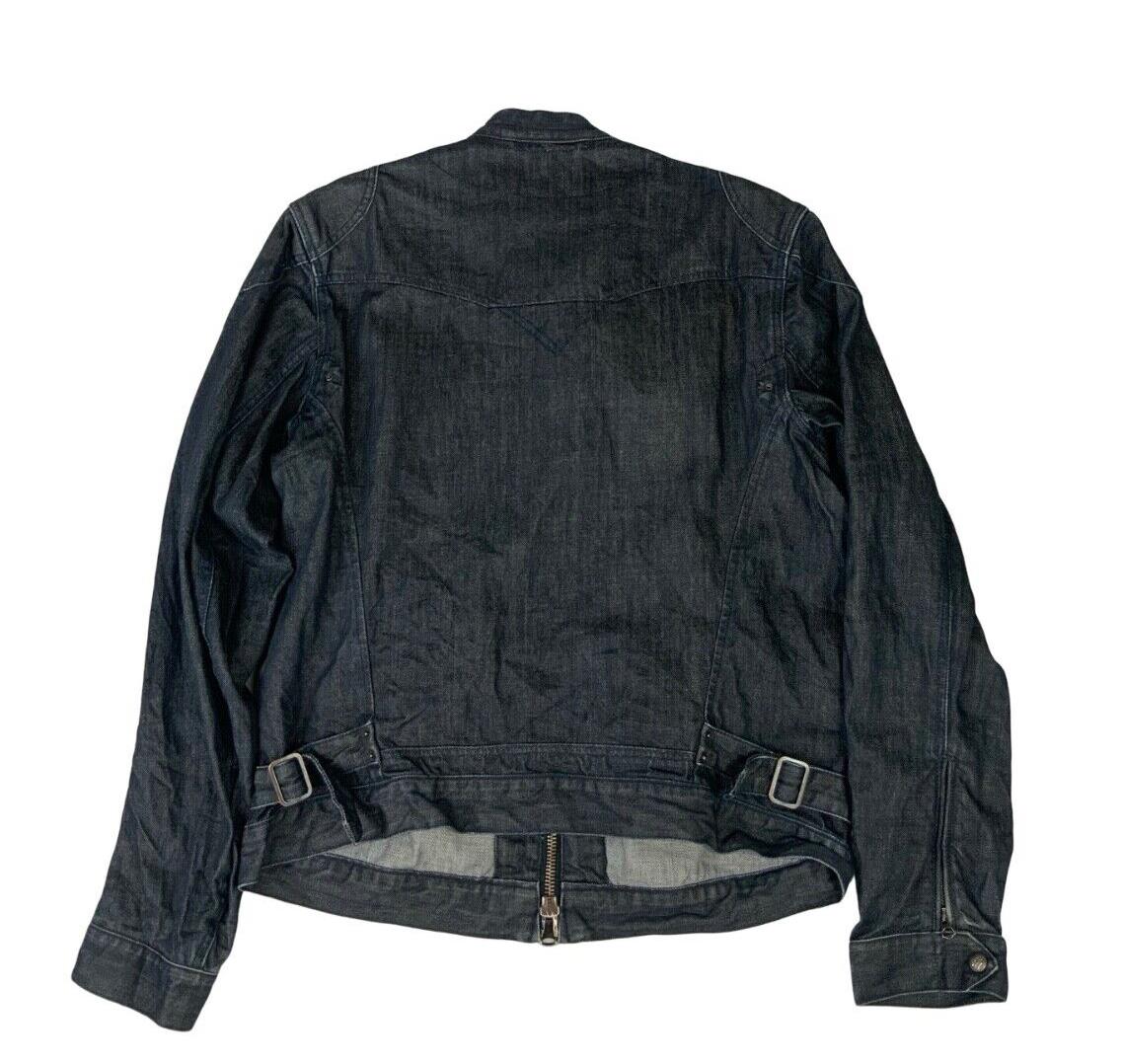 00s Y2K LEVIS DARK INDIGO ZIP UP ENGINEERED BIKER STYLE DENIM JACKET L 42
