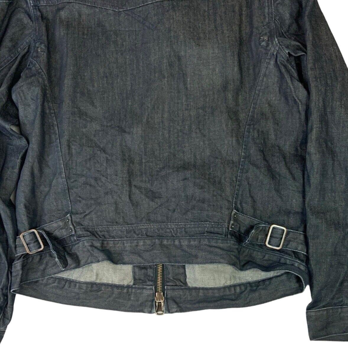 00s Y2K LEVIS DARK INDIGO ZIP UP ENGINEERED BIKER STYLE DENIM JACKET L 42