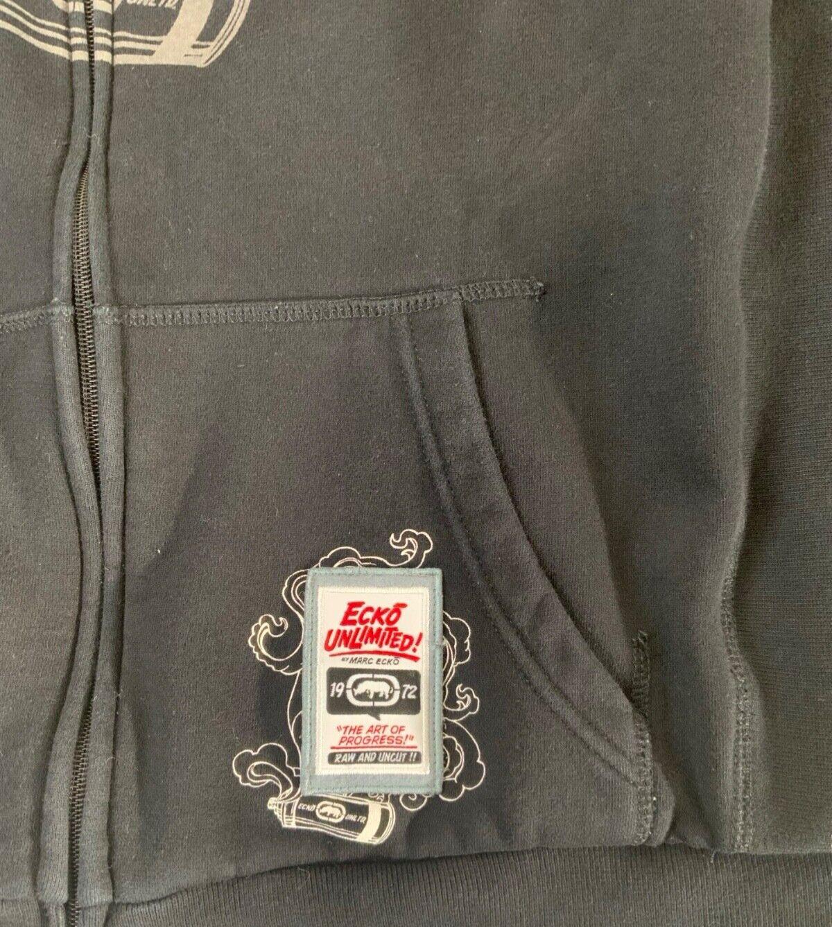VTG Y2K ECKO UNLIMITED BLACK RED ZIP UP EMBROIDERED GRAPHIC HOODIE SIZE XL