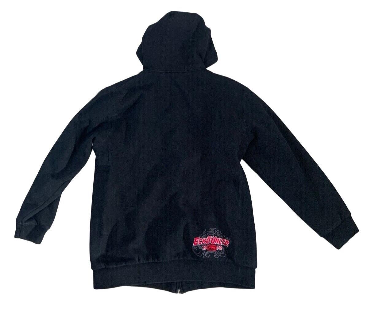VTG Y2K ECKO UNLIMITED BLACK RED ZIP UP EMBROIDERED GRAPHIC HOODIE SIZE XL