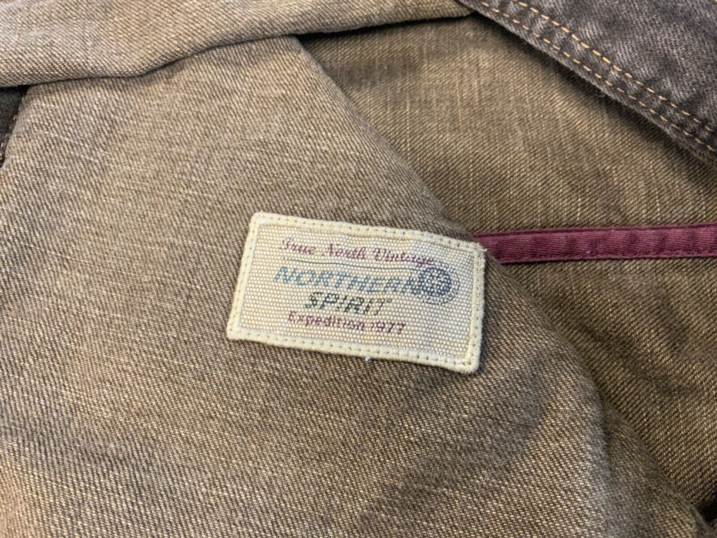 VTG Y2K CAMEL ACTIVE BROWN DENIM JACKET NORTHERN SPIRIT EXPEDITION 1977 L 42