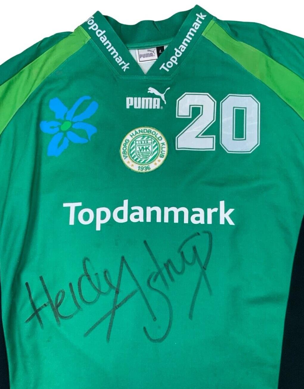 90s VIBORG HANDBOLD KLUB HEIDI ASTRUP SIGNED AUTOGRAPHED DENMARK SHIRT SIZE L