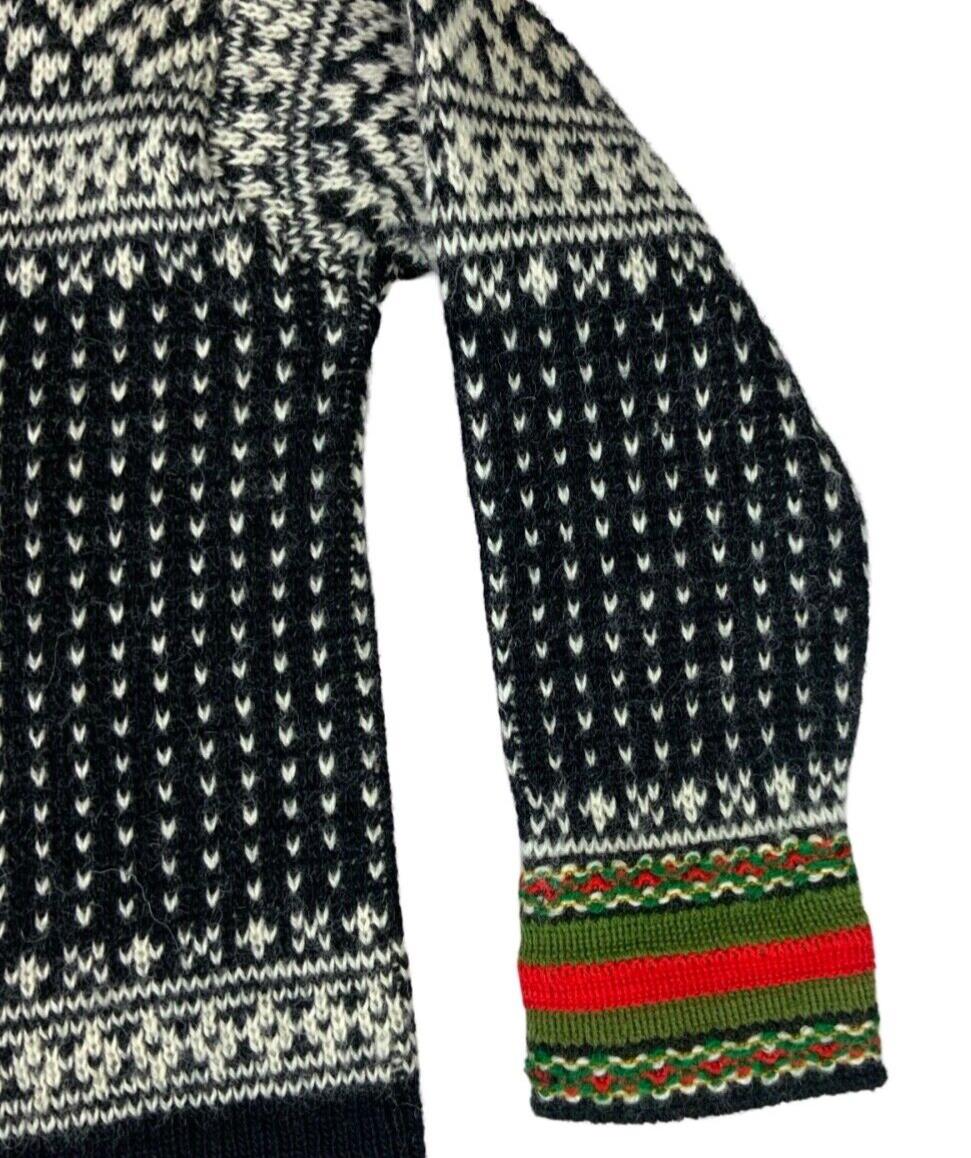 VTG 1970s TRADITIONAL NORWAY HANDKNIT WOOL FOLK CARDIGAN SCANDINAVIAN S 8