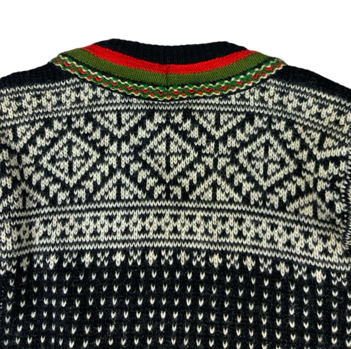 VTG 1970s TRADITIONAL NORWAY HANDKNIT WOOL FOLK CARDIGAN SCANDINAVIAN S 8