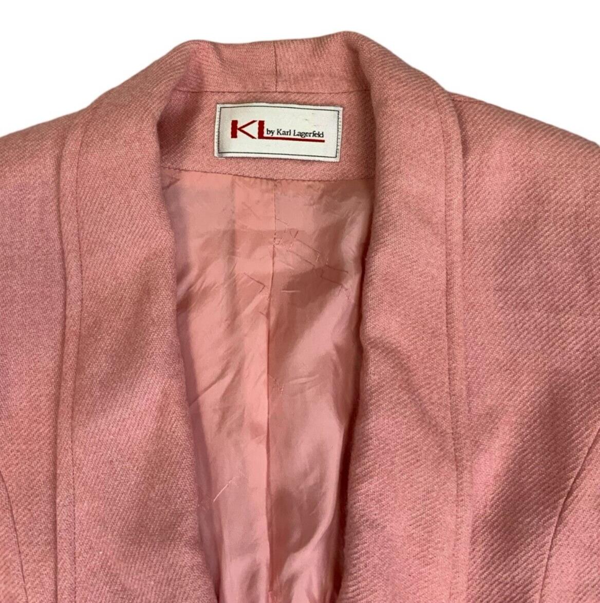 VTG 90s 00s KARL LARGERFELD PINK WOOL BLAZER SIZE S/M UK 10