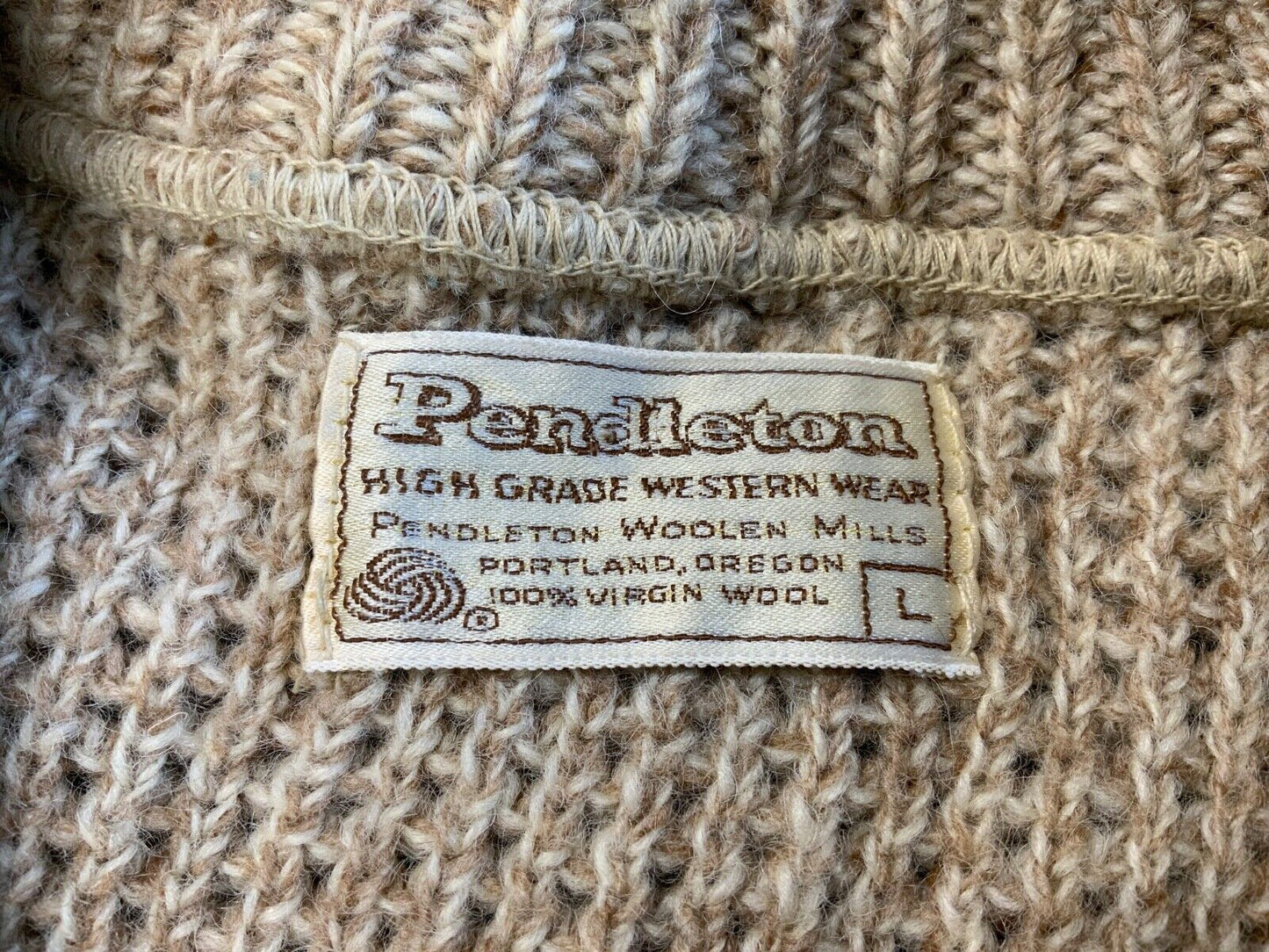 VTG 70s USA PENDLETON WOOLEN MILLS HIGH GRADE WESTERN WEAR WOOL CARDIGAN S 38”