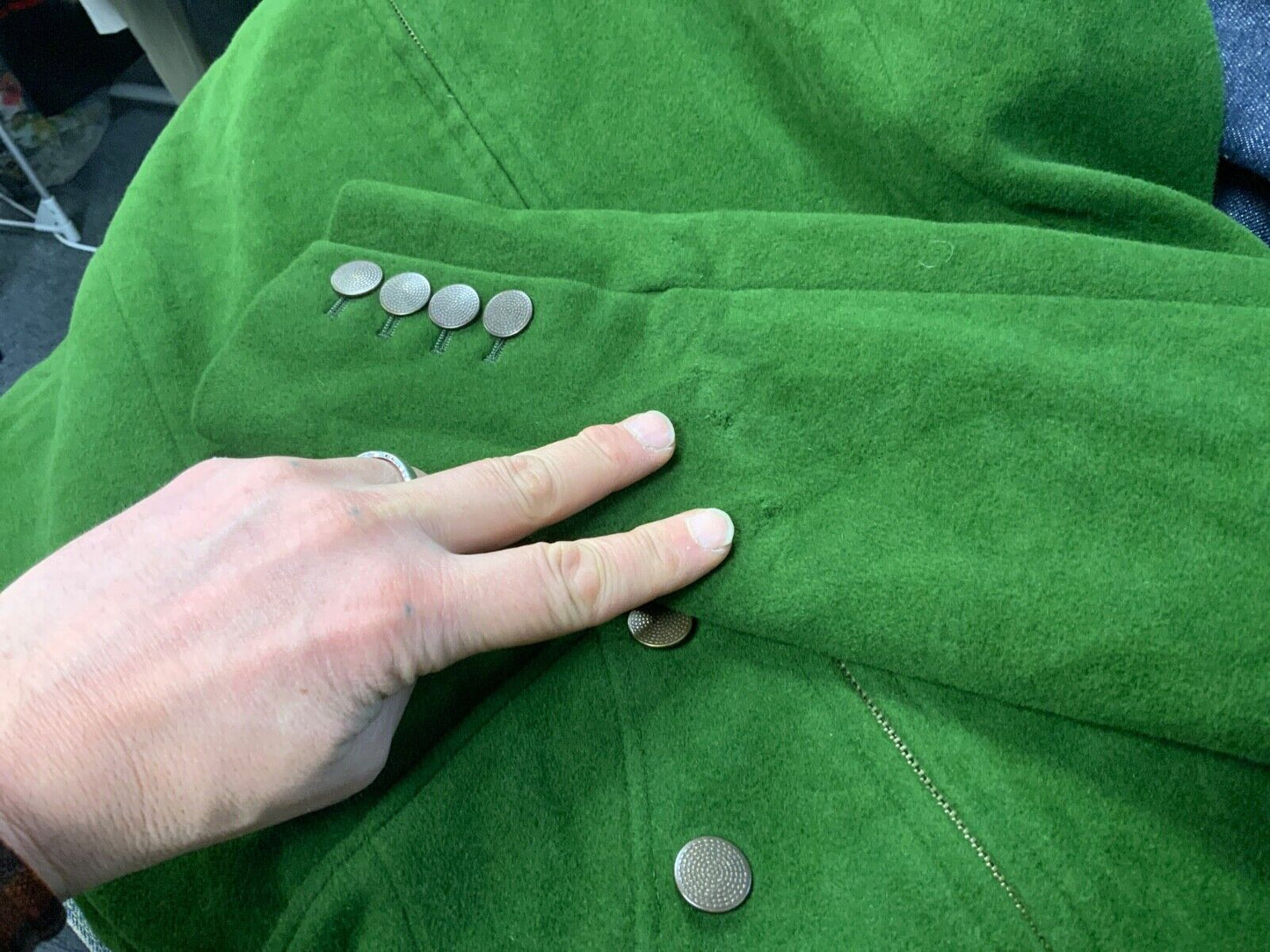 STUNNING VTG JEAN PAUL GAULTIER LADIES JADE GREEN ANGORA WOOL DESIGNER COAT S 8