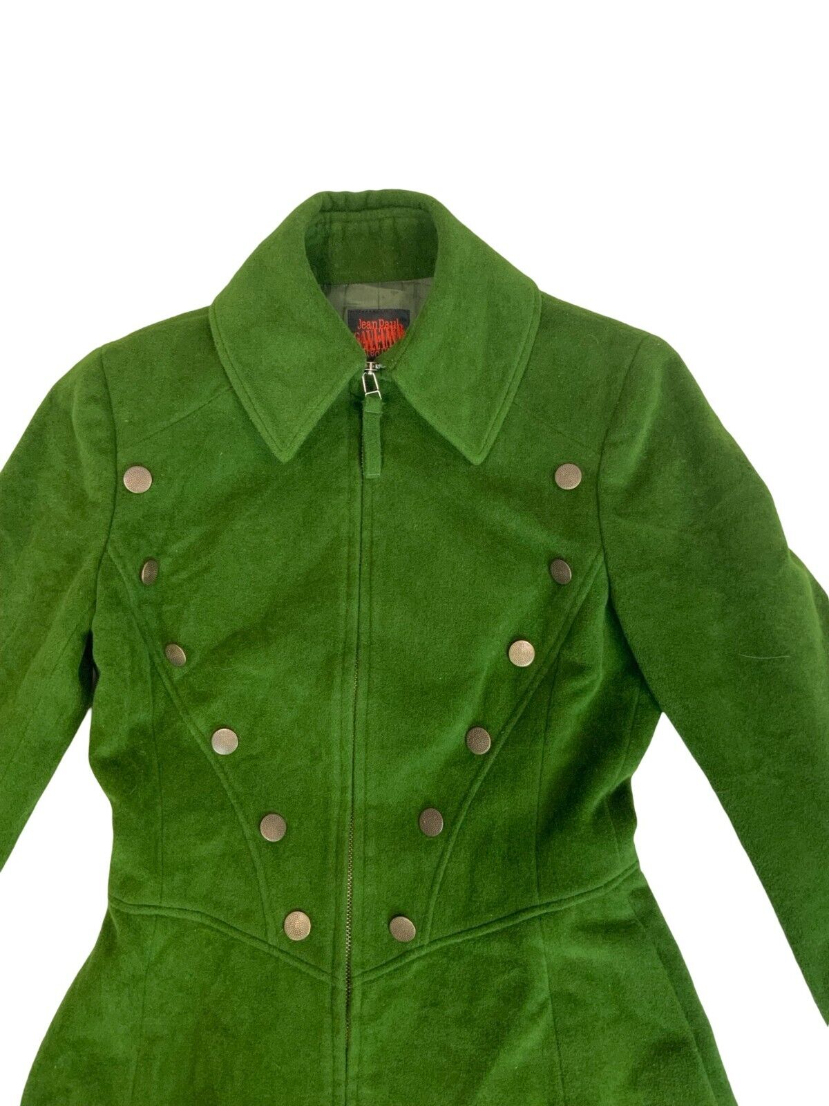 STUNNING VTG JEAN PAUL GAULTIER LADIES JADE GREEN ANGORA WOOL DESIGNER COAT S 8