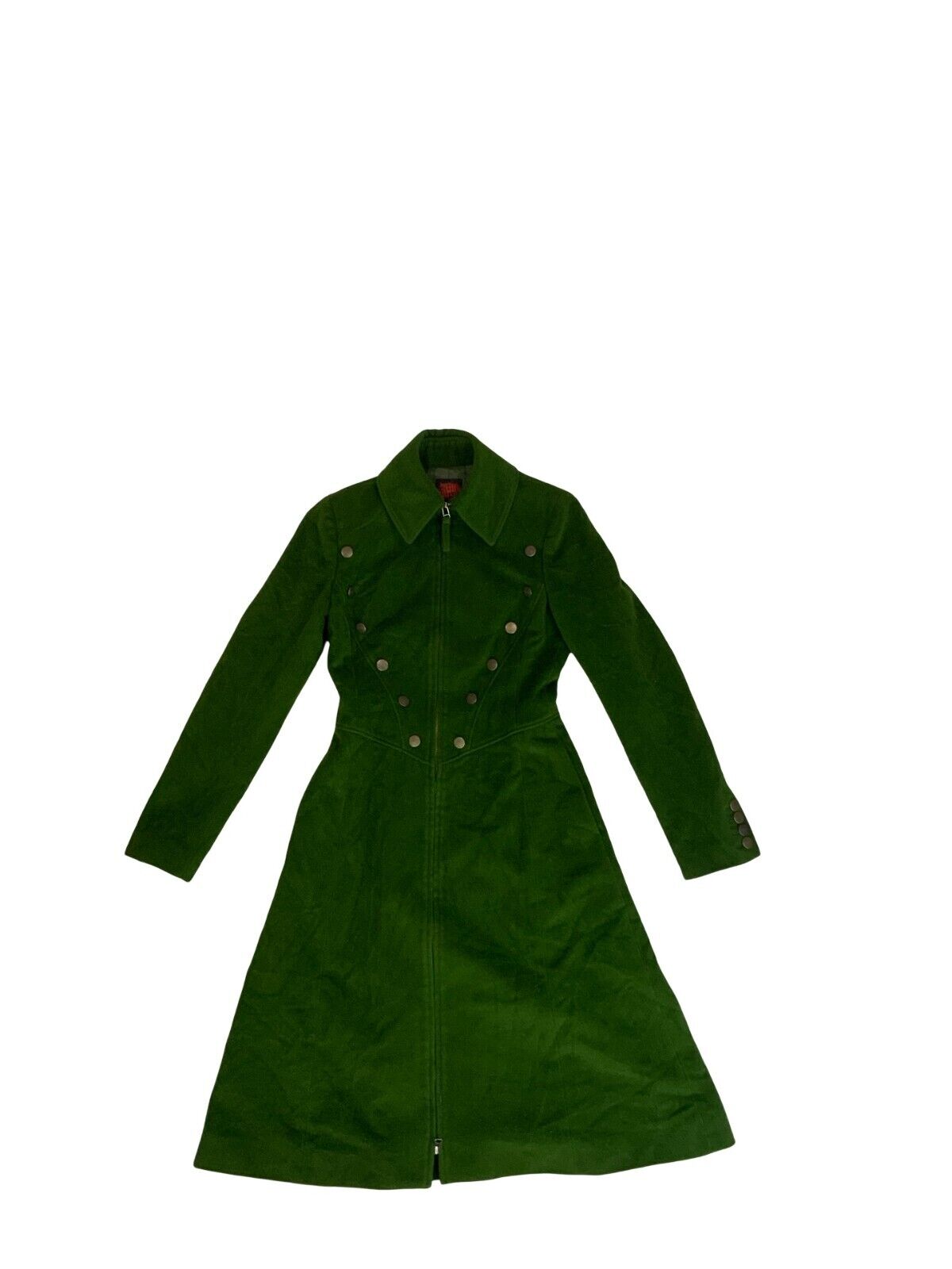 STUNNING VTG JEAN PAUL GAULTIER LADIES JADE GREEN ANGORA WOOL DESIGNER COAT S 8