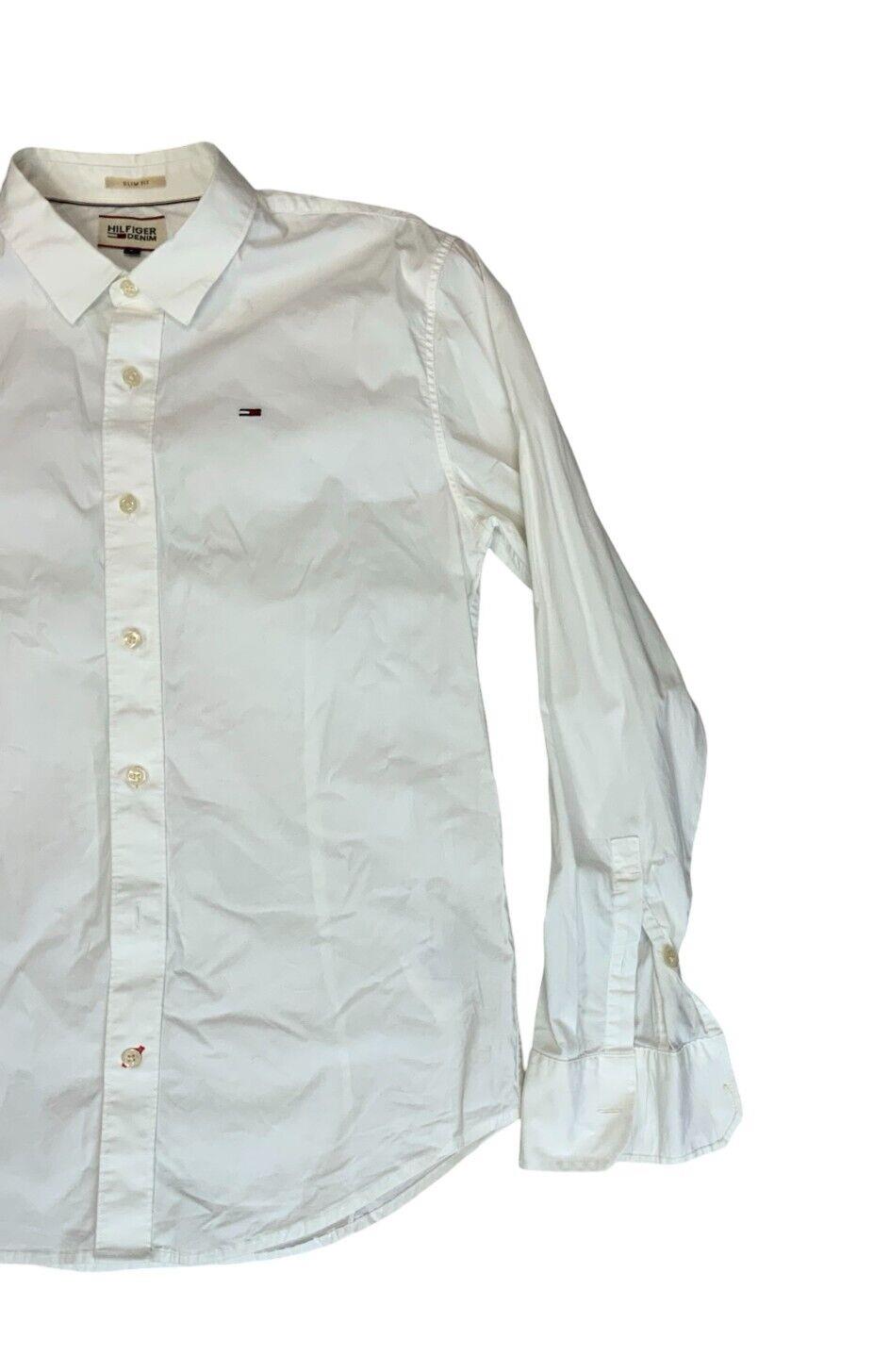 TOMMY HILFIGER SLIM FIT FORMAL WHITE COLLARED LONG SLEEVE SHIRT SIZE LARGE
