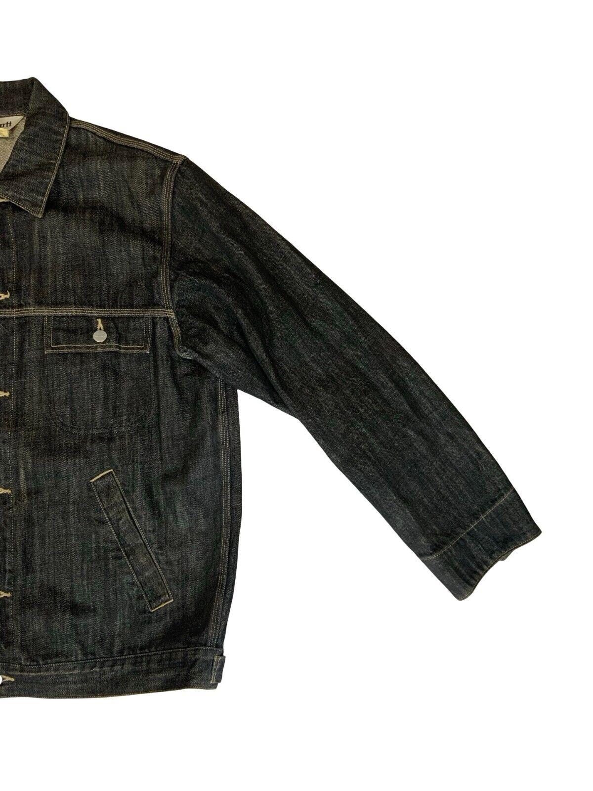VTG CARHARTT BLACK DENIM CHORE JACKET WORKWEAR AMERICANA HOT ROD 42 L