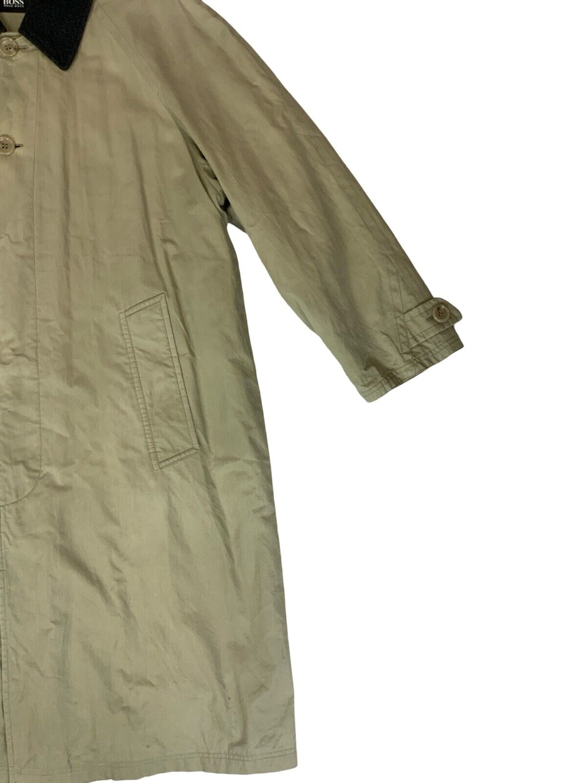 VTG 90s HUGO BOSS BIEGE KHAKI PADDED TRENCH COAT MAC SIZE XL