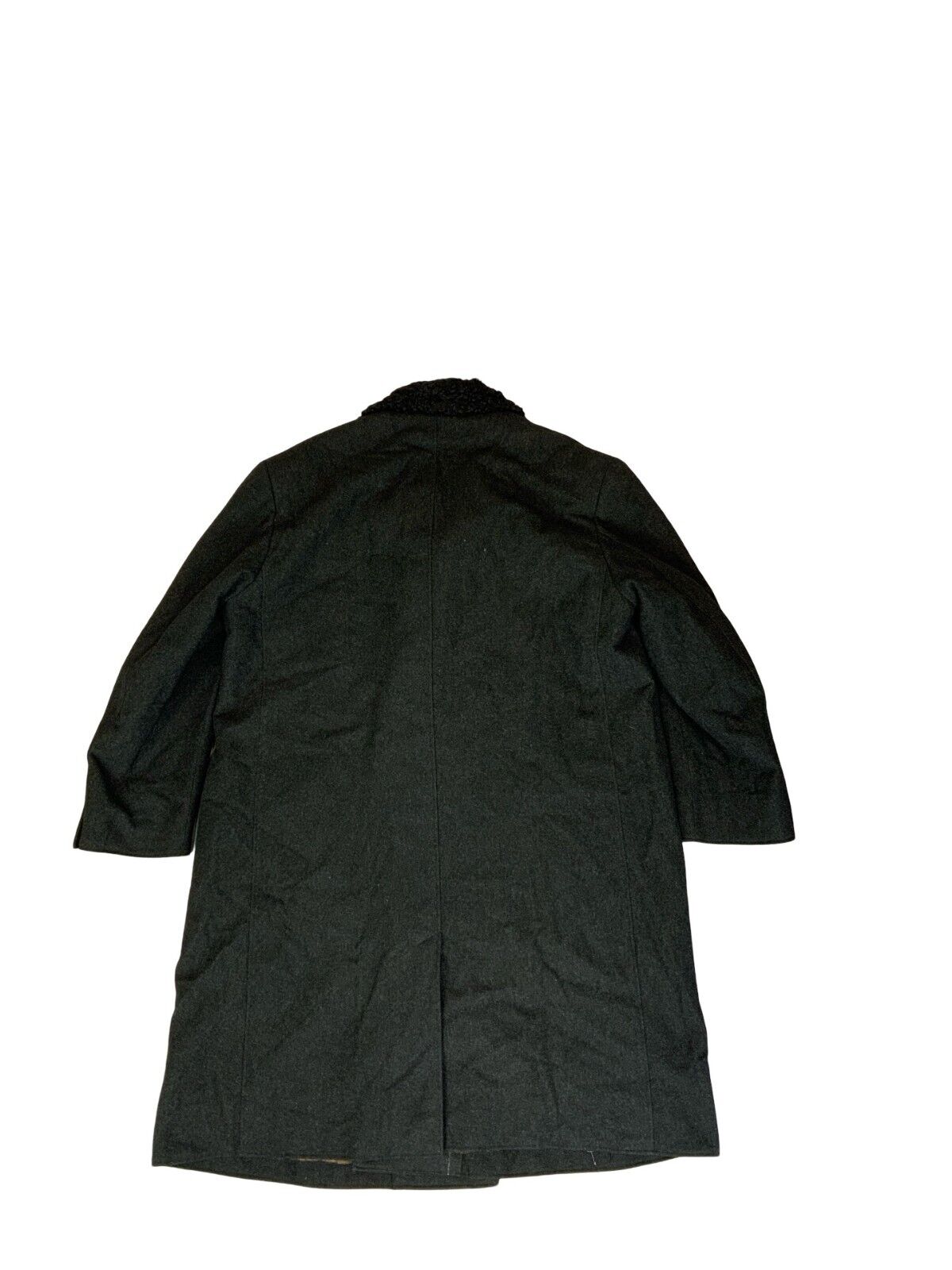 VTG 80s BLACK DOUBLE BREASTED HEAVYWEIGHT SHERPA WOOL DUSTER COAT SIZE XL
