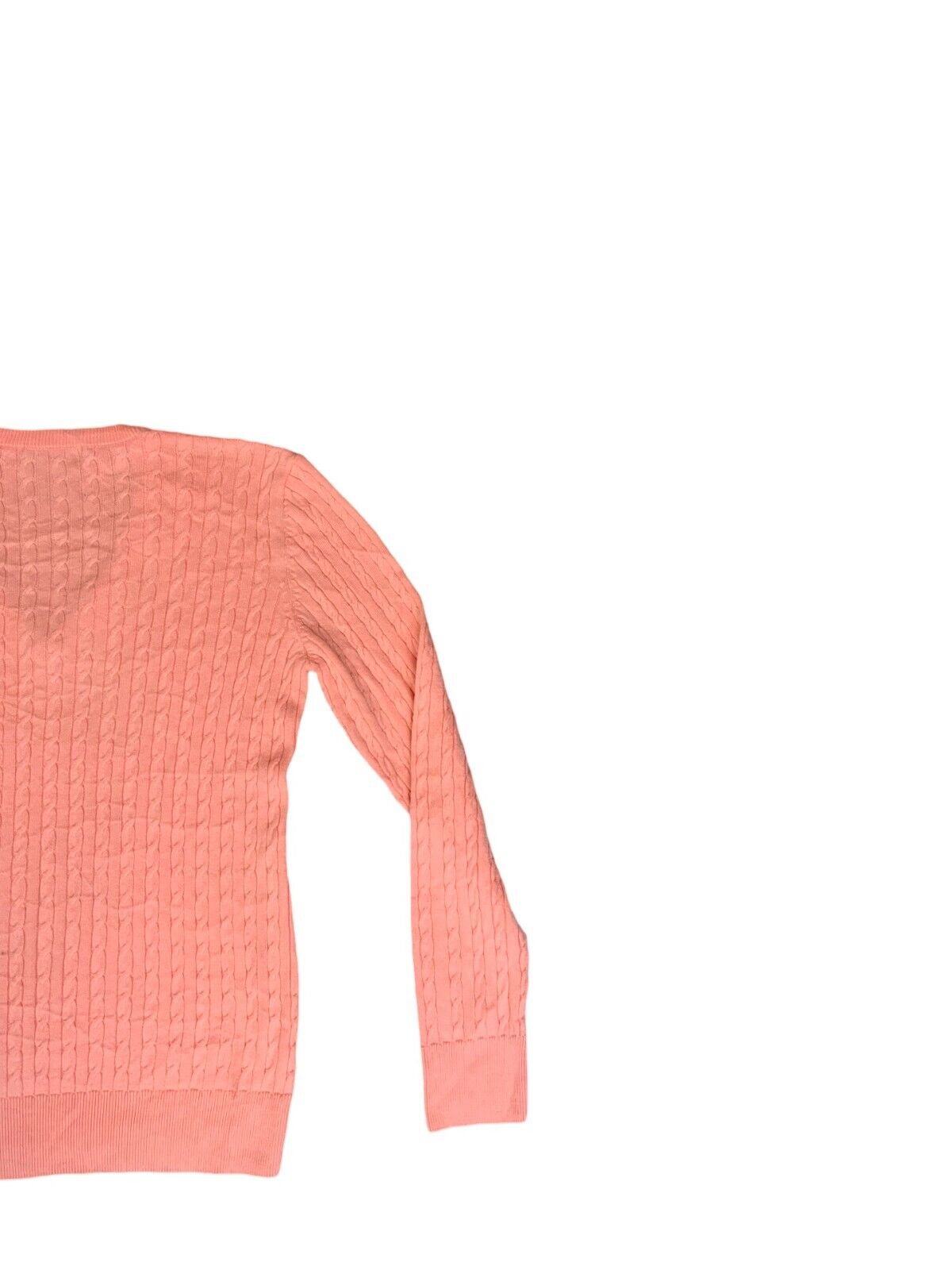 VTG 90s 00s POLO RALPH LAUREN PINK CABLE KNIT V NECK KNIT JUMPER SIZE L