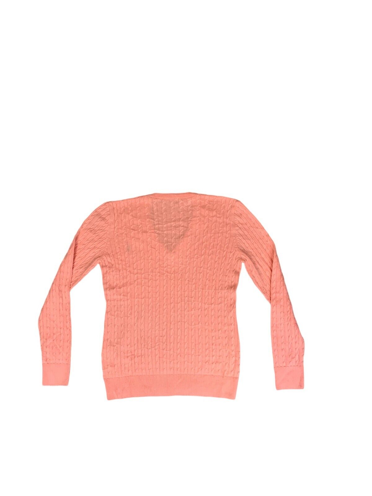 VTG 90s 00s POLO RALPH LAUREN PINK CABLE KNIT V NECK KNIT JUMPER SIZE L