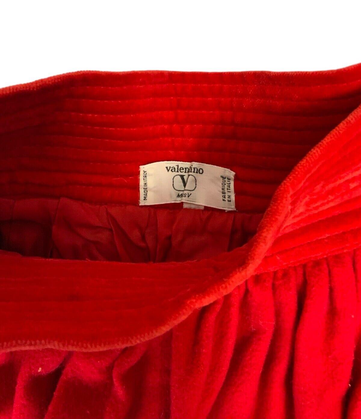 VTG 80s 90s VALENTINO RED WOOL CASHMERE HIGH WAISTED MIDI SKIRT SIZE S