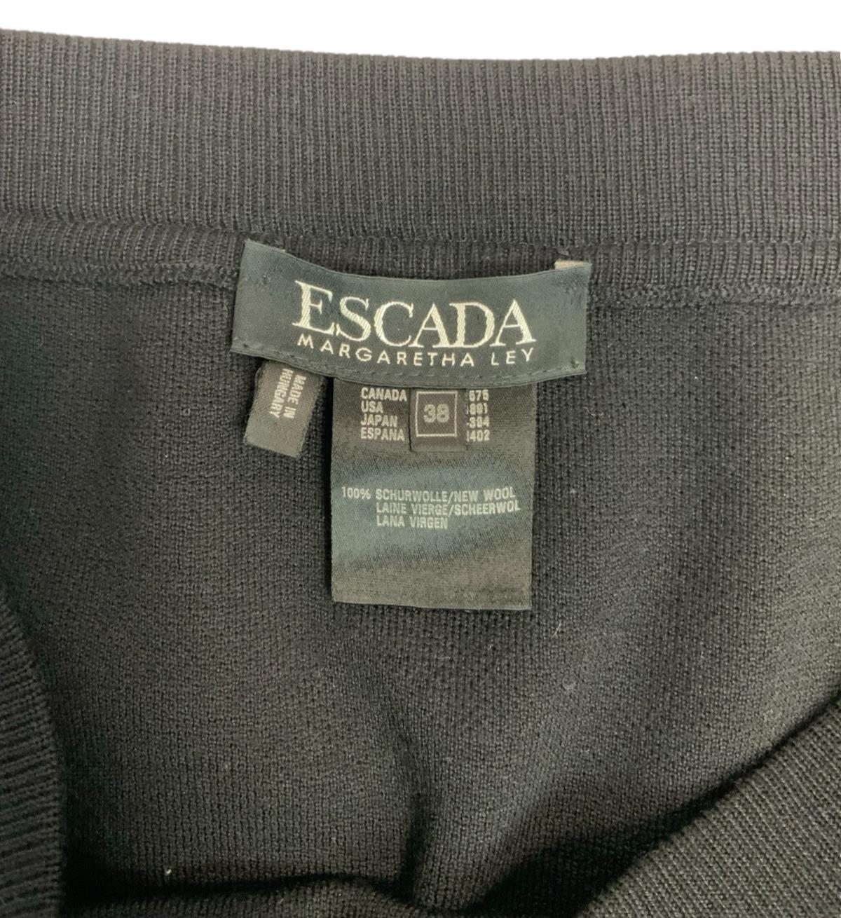 VTG 80s 90s ESCADA BLACK WOOL MINI SKIRT SIZE S M