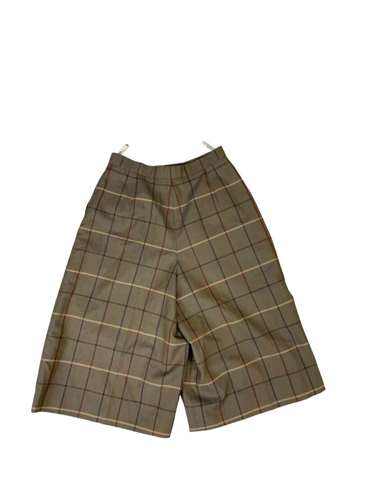 VTG BURBERRYS BROWN NOVA CHECK HIGH WAIST CULOTTE BERMUDA SHORTS XS UK 6
