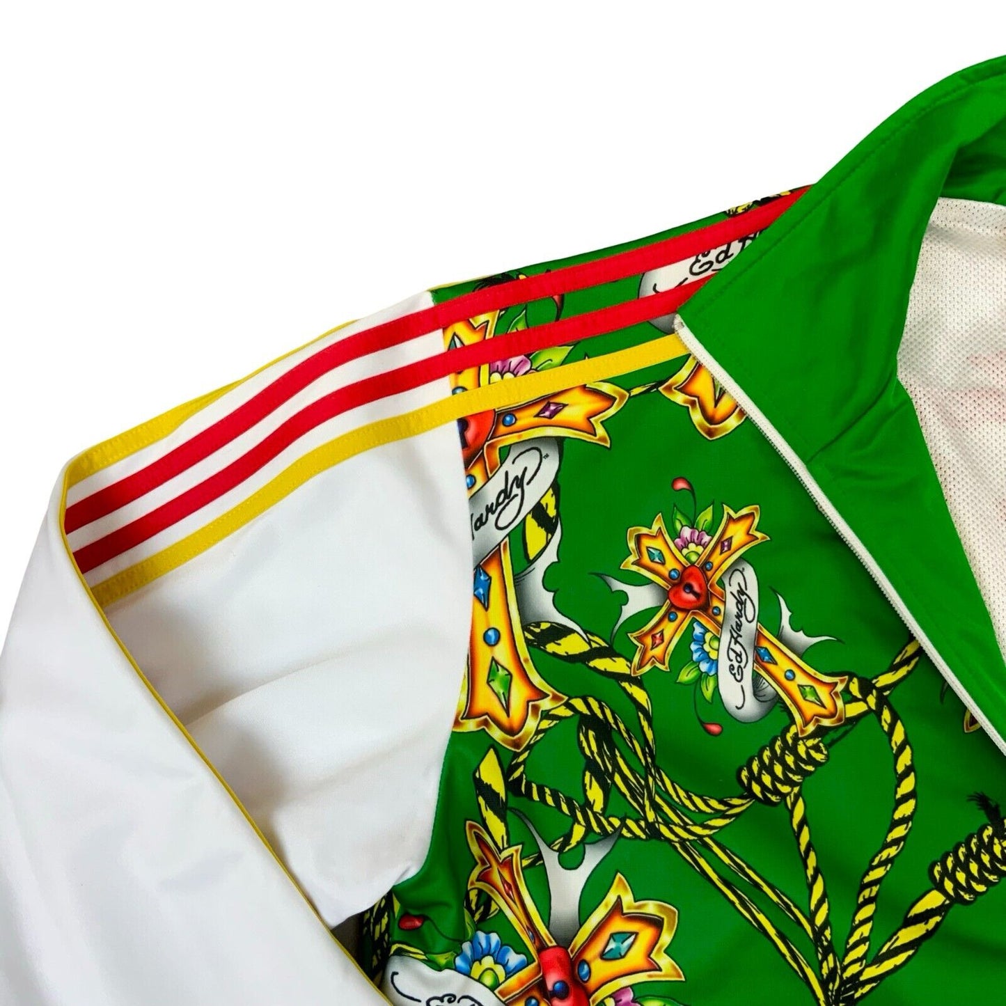 VTG RARE Y2K ED HARDY CHRISTIAN AUDIGIER GREEN WHITE TRACK TOP XL