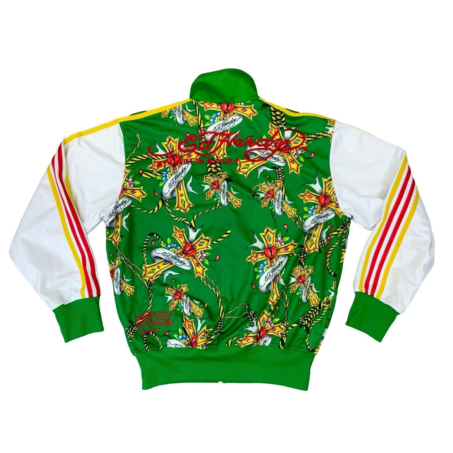 VTG RARE Y2K ED HARDY CHRISTIAN AUDIGIER GREEN WHITE TRACK TOP XL