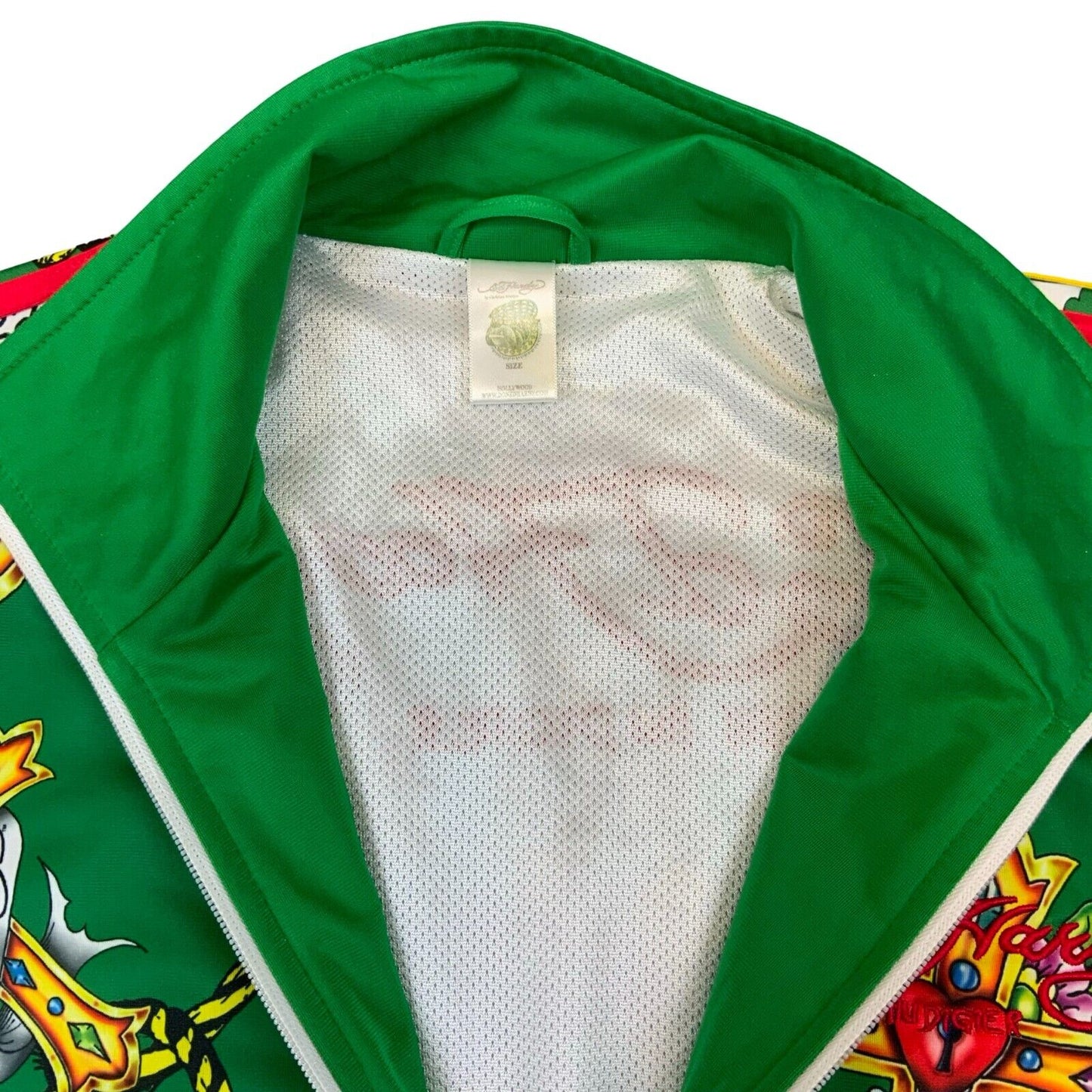 VTG RARE Y2K ED HARDY CHRISTIAN AUDIGIER GREEN WHITE TRACK TOP XL