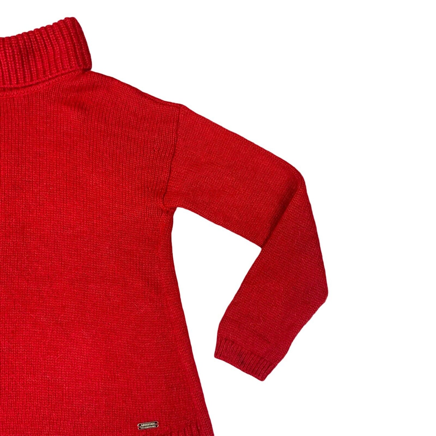 VTG 90s 00s BARBOUR INTERNATIONAL RED ALPACA WOOL ROLL NECK KNIT JUMPER UK 14