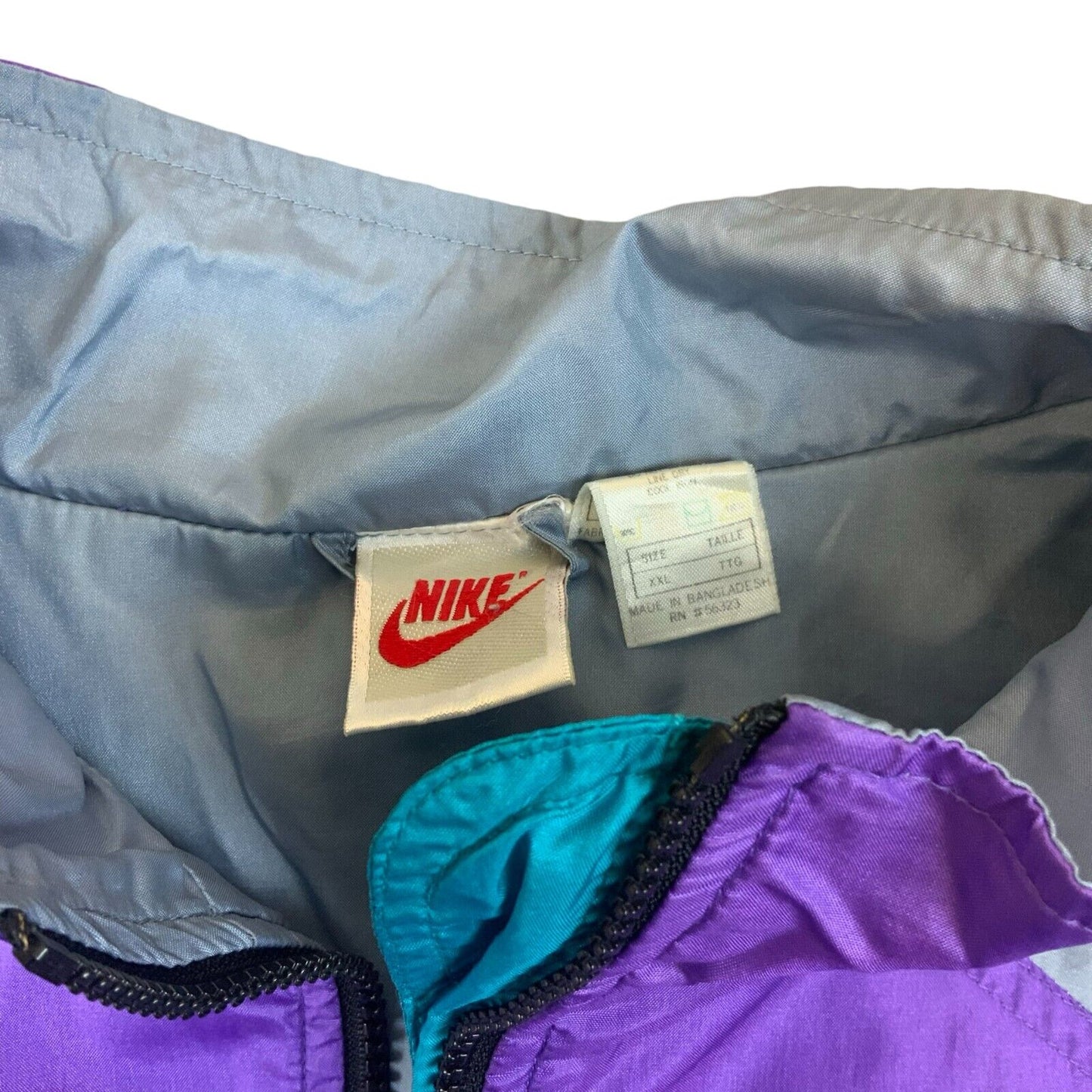 VTG 90s NIKE PURPLE MULTICOLOURED ZIP UP TRACK JACKET SIZE XL XXL
