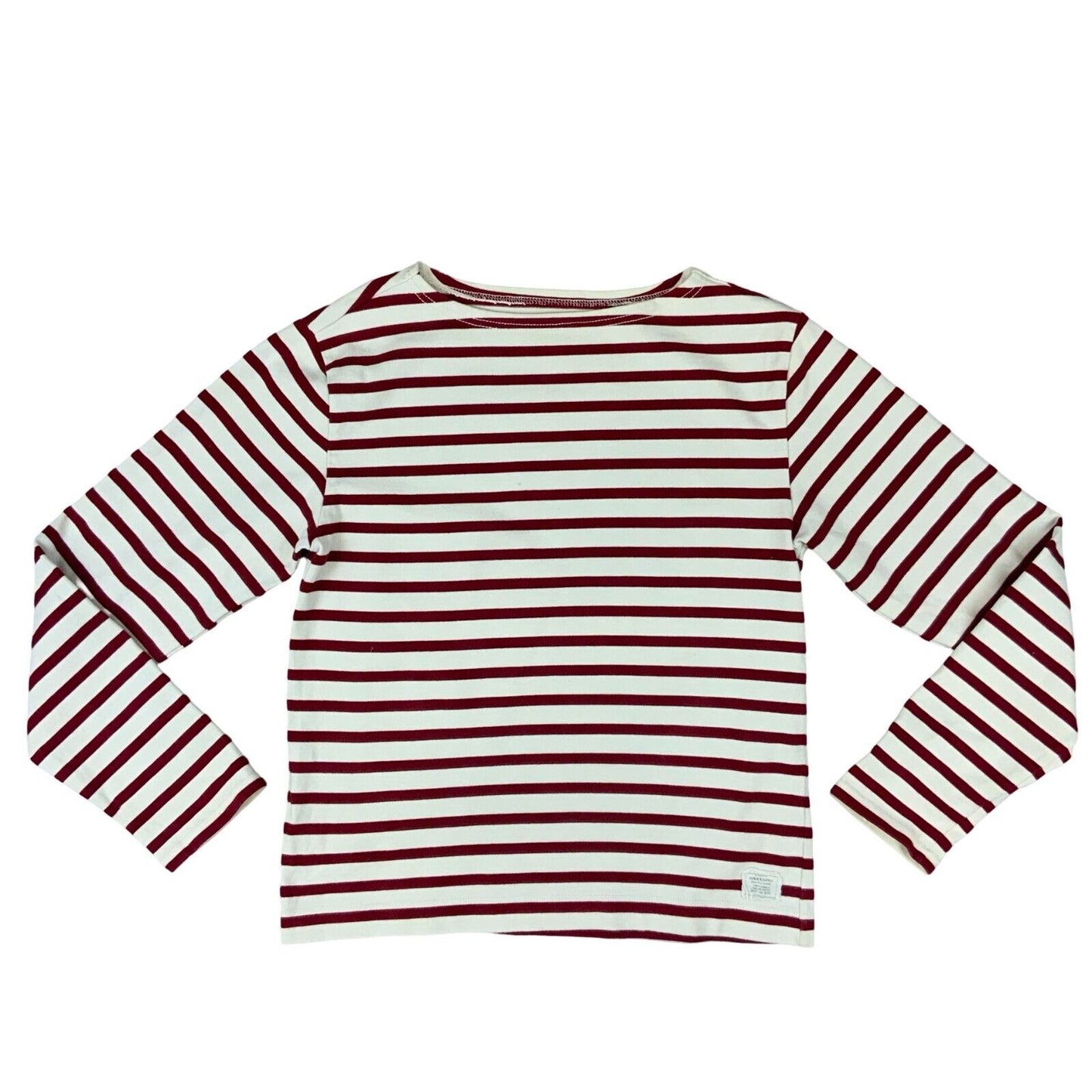 VTG 00s RALPH LAUREN DENIM & SUPPLY WHITE RED STRIPE BOAT NECK BRETON TOP S