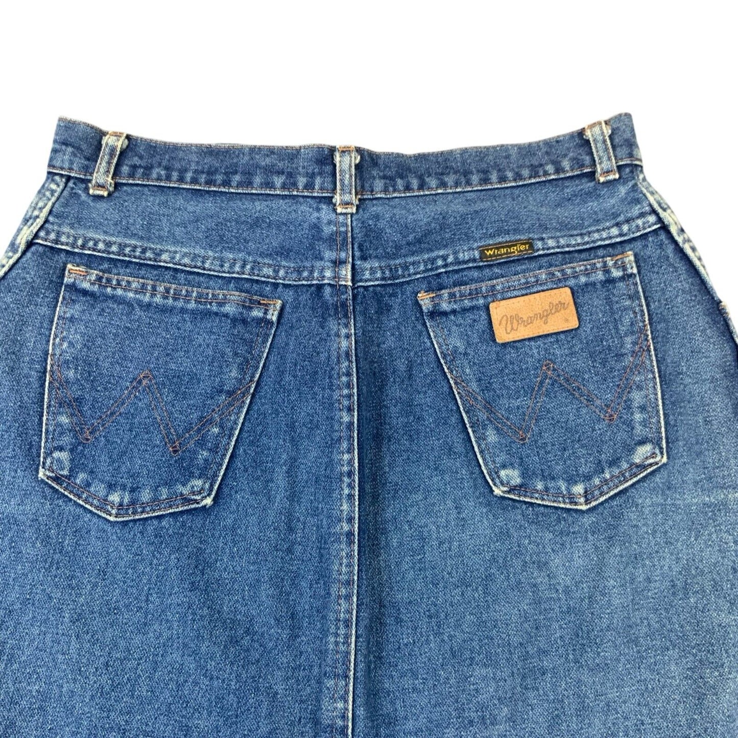 VTG 1970S WRANGLER BLUEBELL LONG DENIM SKIRT KILLER NATURAL FADES 30” SIZE 10