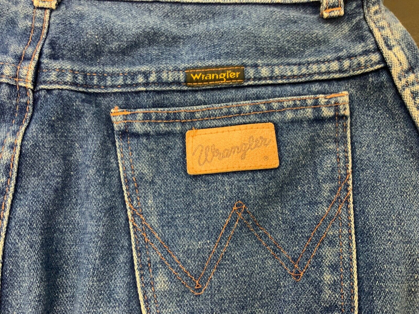 VTG 1970S WRANGLER BLUEBELL LONG DENIM SKIRT KILLER NATURAL FADES 30” SIZE 10