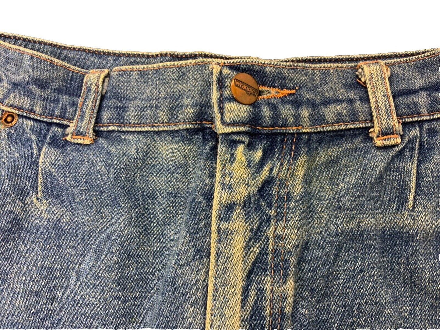 VTG 1970S WRANGLER BLUEBELL LONG DENIM SKIRT KILLER NATURAL FADES 30” SIZE 10