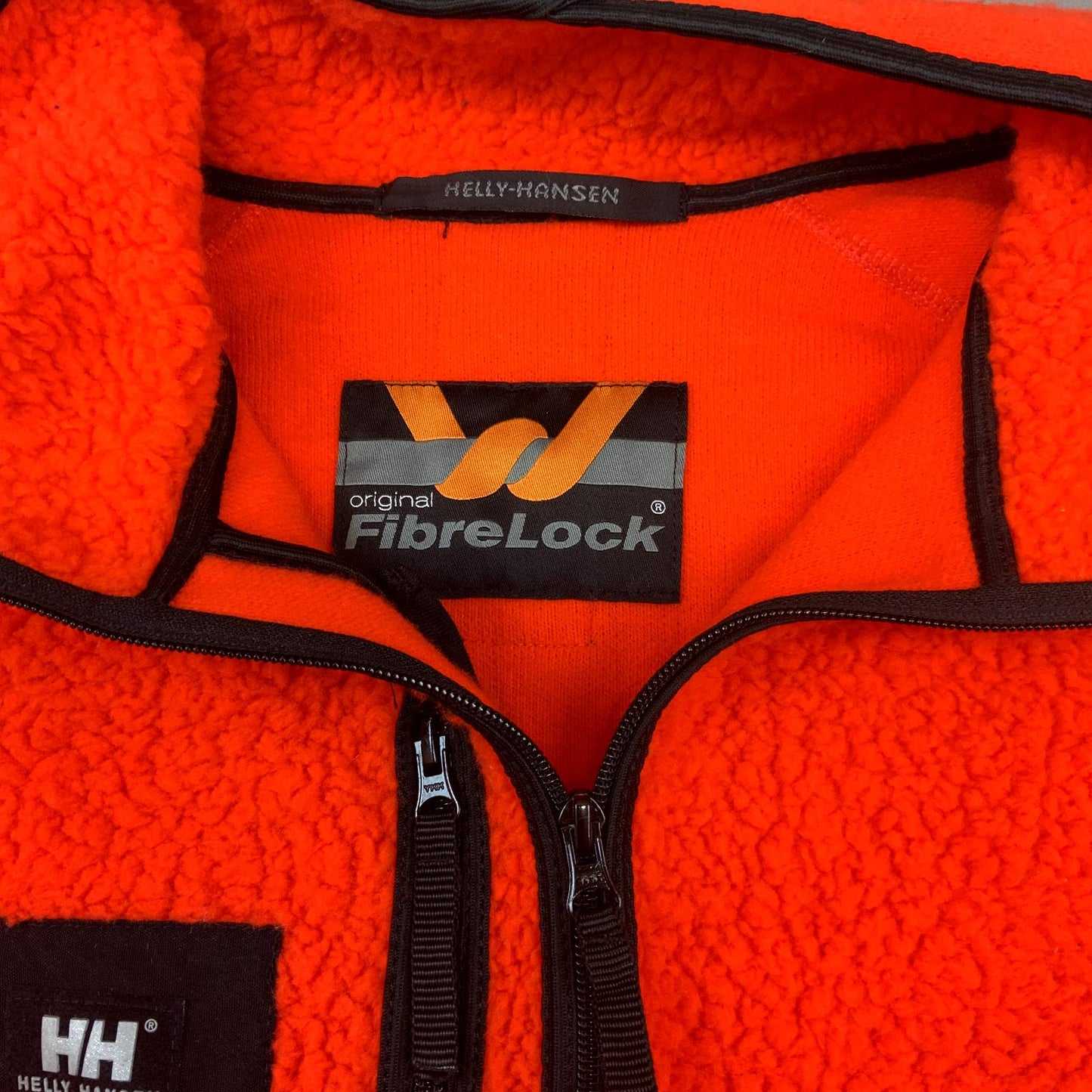 VTG Y2K HELLY HANSEN ORANGE THICK PILE FLEECE 1/2 ZIP PULLOVER JACKET L 43-46”