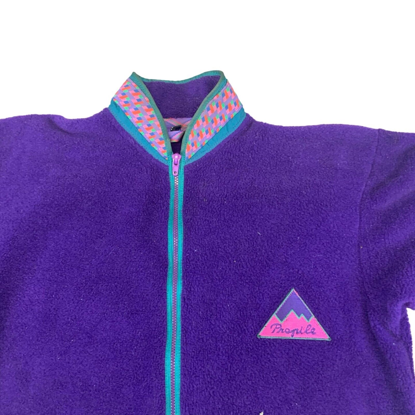 VTG 90s HELLY HANSEN PROFILE THICK PILE FLEECE JACKET ZIP UP PURPLE L 44”