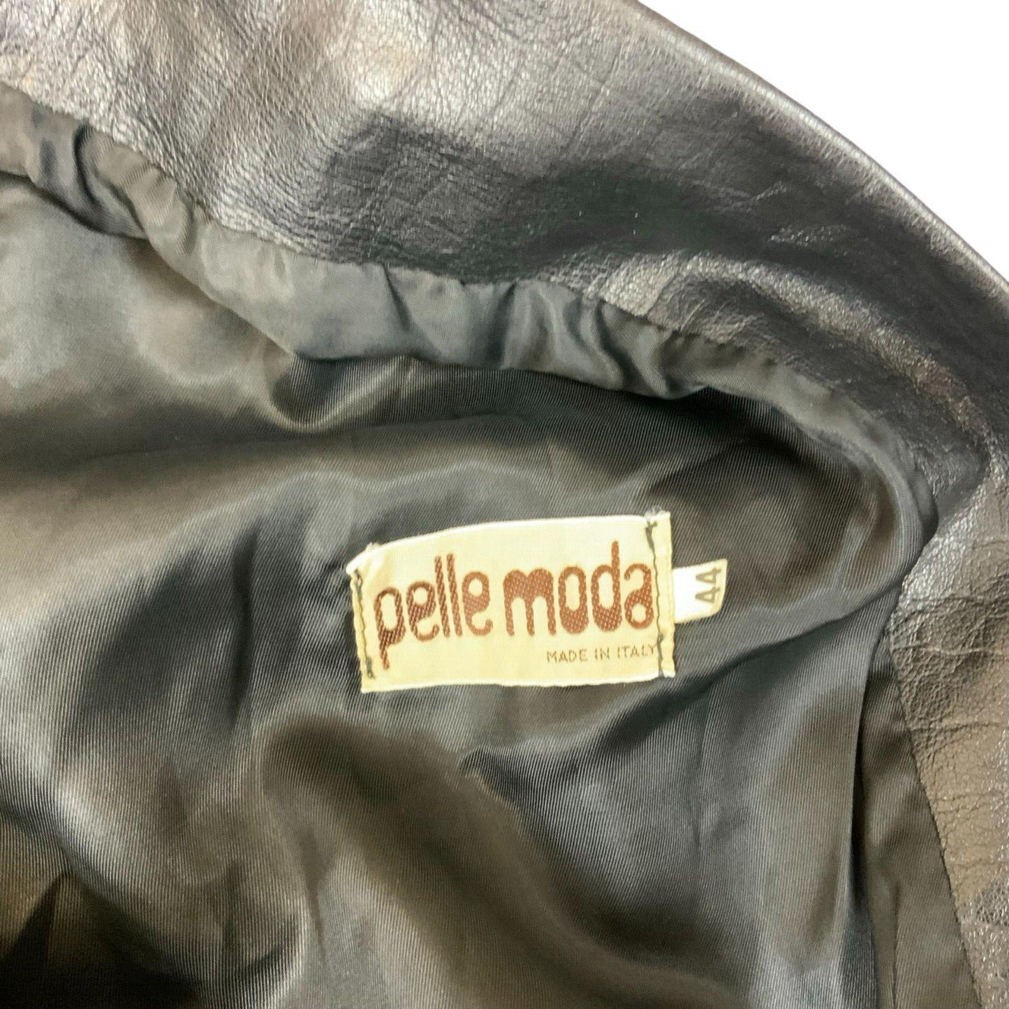 VTG 1980s LADIES PELLE MODA ITALIAN BLACK LEATHER JACKET BUCKLE FASTENING S 8-10