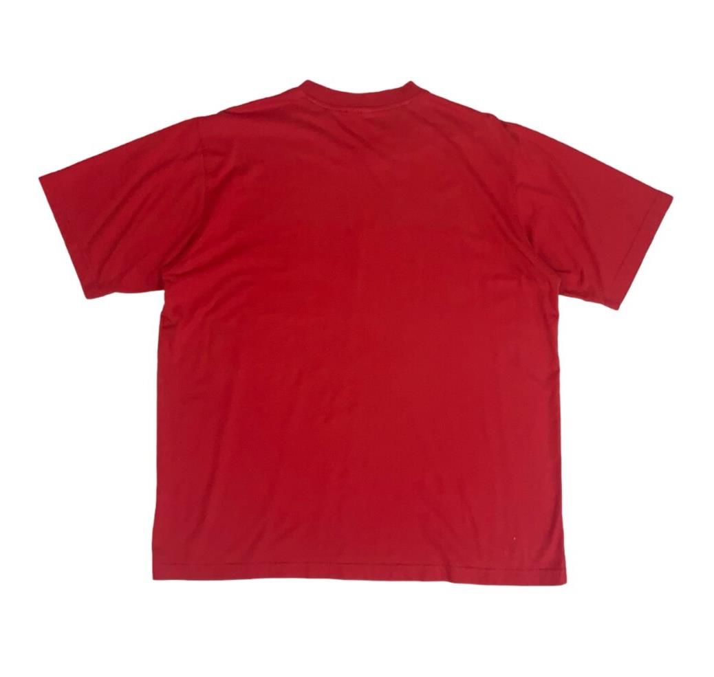 VTG Y2K ADIDAS THREE STRIPE RED CREWNECK SPORTS T-SHIRT X-LARGE