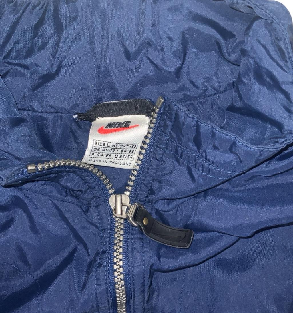 VTG 90S NIKE BLUE WHITE STRIPED RETRO WINDBREAKER JACKET LARGE