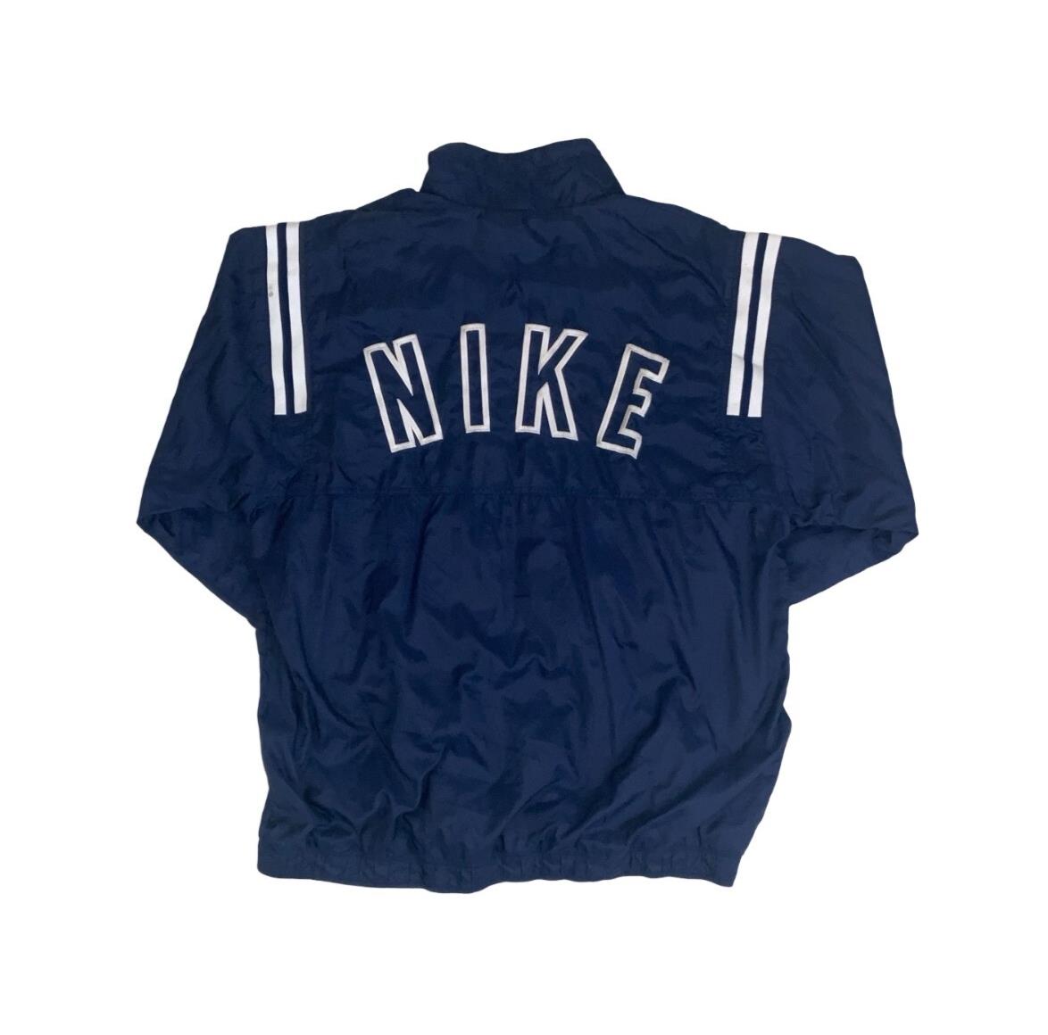 VTG 90S NIKE BLUE WHITE STRIPED RETRO WINDBREAKER JACKET LARGE