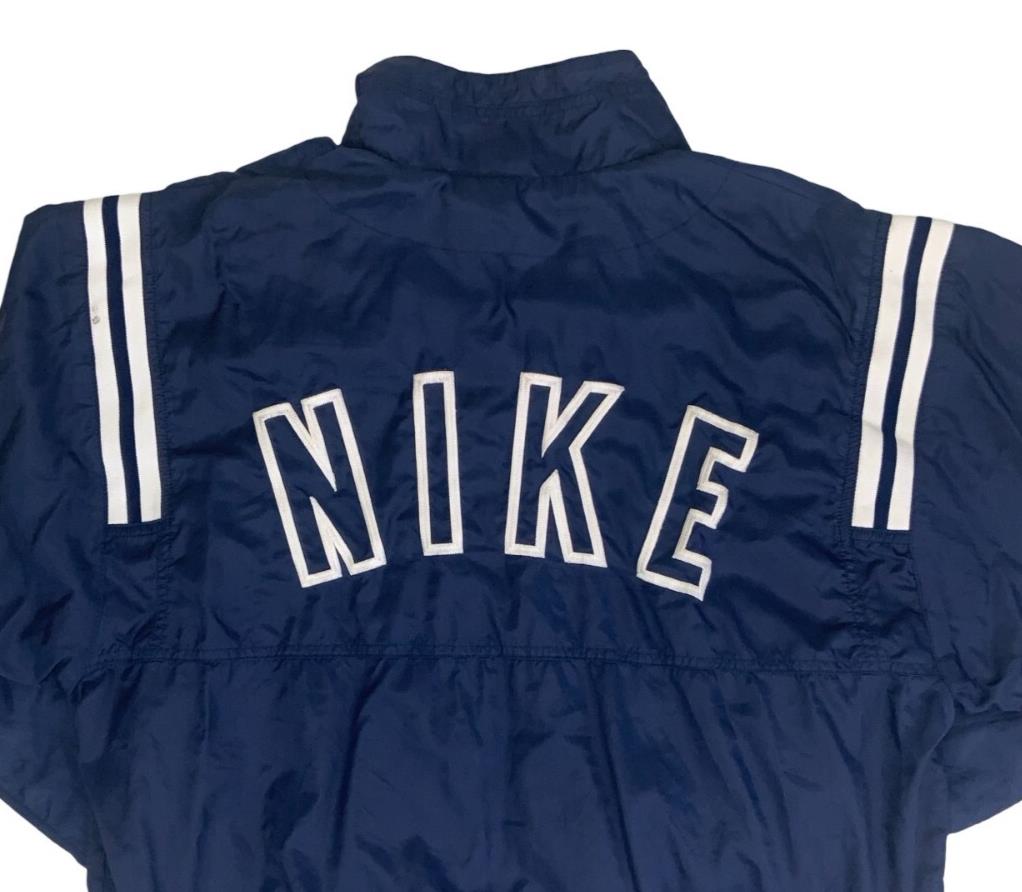 VTG 90S NIKE BLUE WHITE STRIPED RETRO WINDBREAKER JACKET LARGE