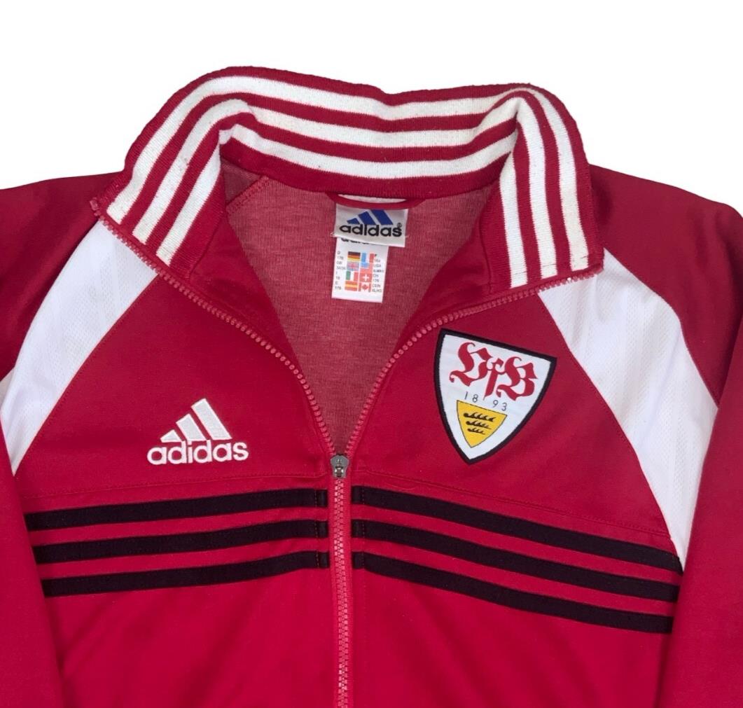 VTG 90S ADIDAS RED VfB STUTTGART GERMAN TRACK JACKET LARGE