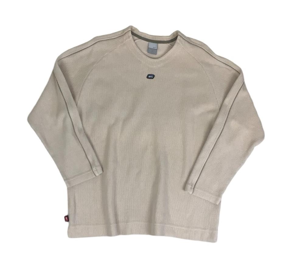 VTG Y2K NIKE BEIGE CREAM CASUAL SKATER CREWNECK SWEATSHIRT X-LARGE