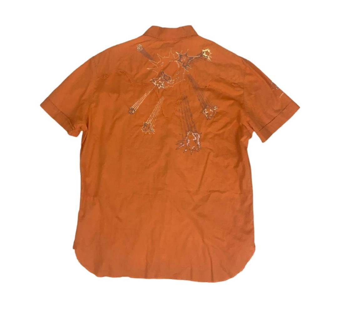 VTG Y2K DIESEL ORANGE EMBROIDERED SPACE TRAVELLERS BUTTON SHIRT X-SMALL
