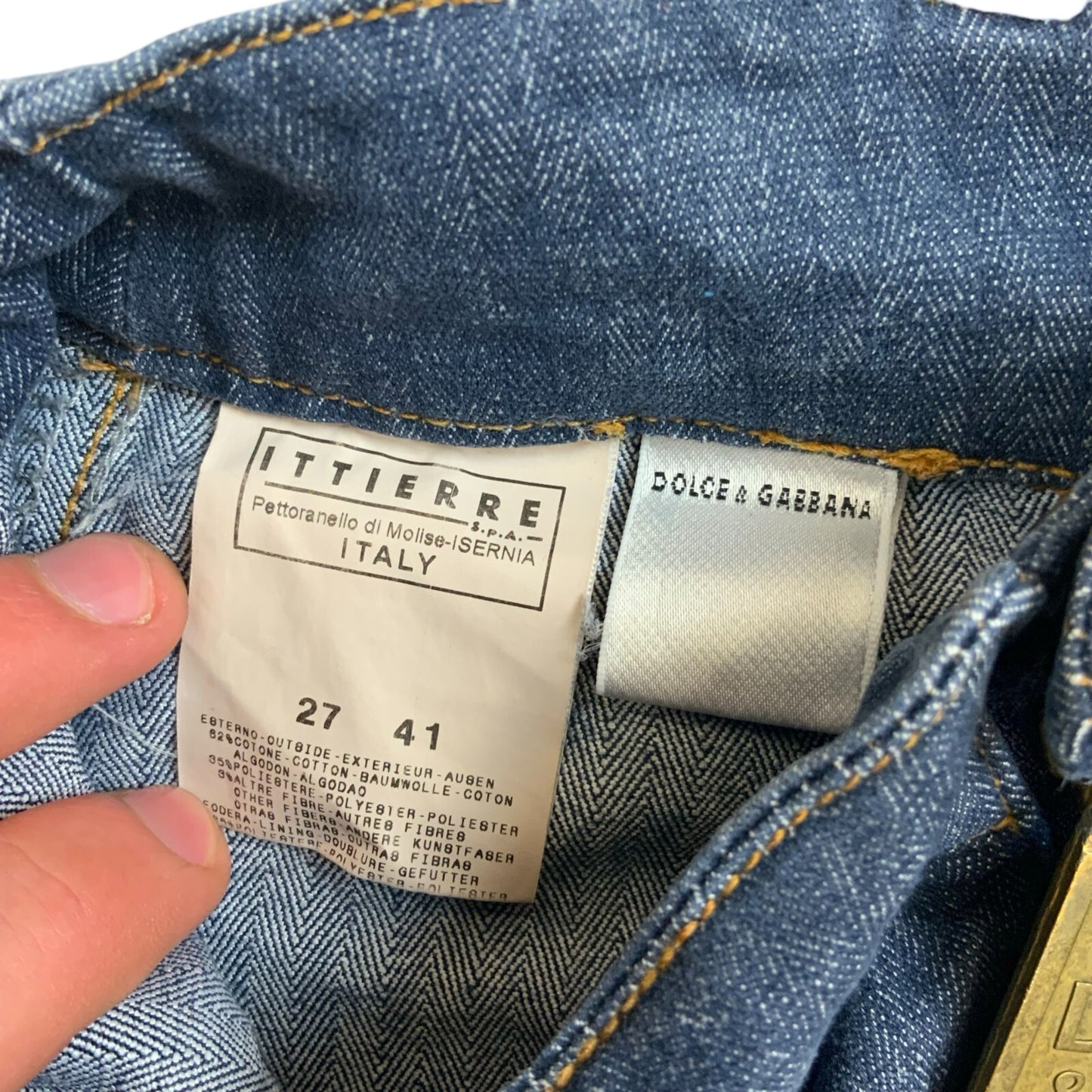 VTG 00s Y2K DOLCE & GABBANA BLUE SLIM BOOTCUT JEANS UK 8
