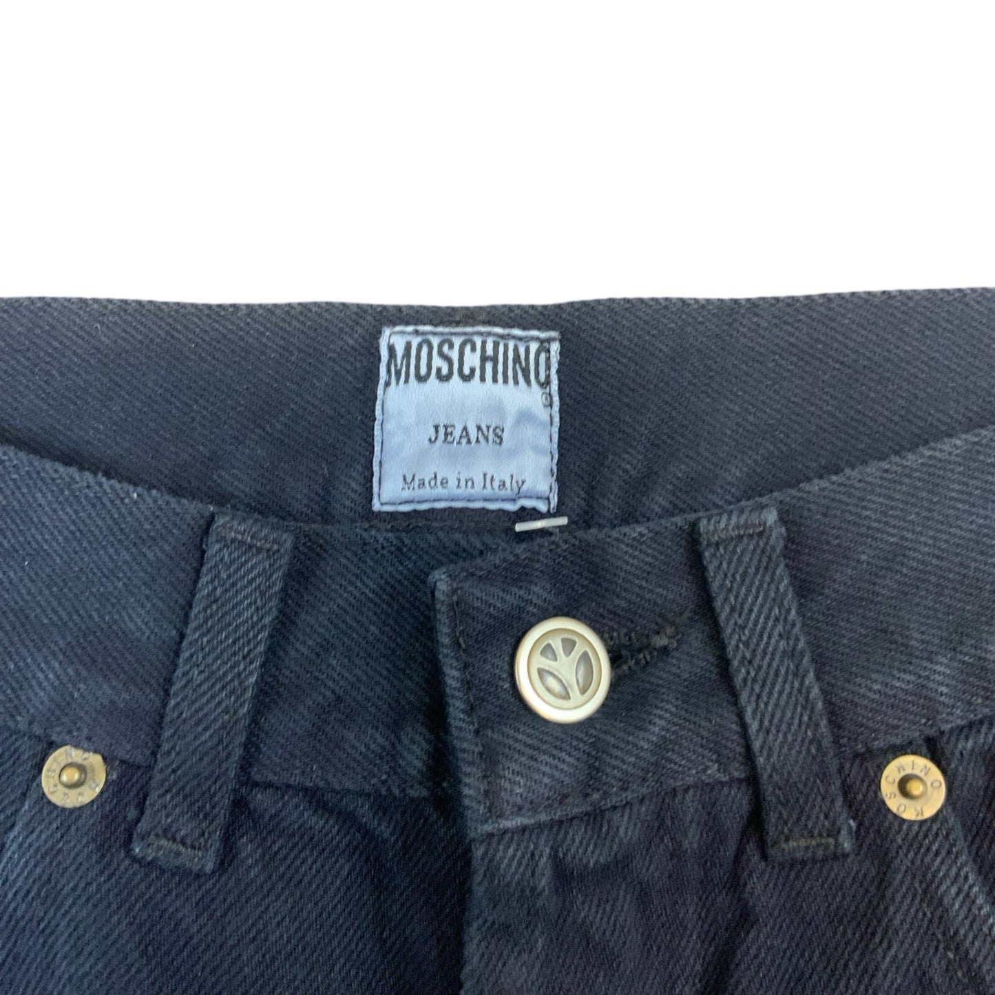 VTG 90s 00s MOSCHINO NAVY BLUE HIGH WAISTED STRAIGHT LEG JEANS 26W 30L