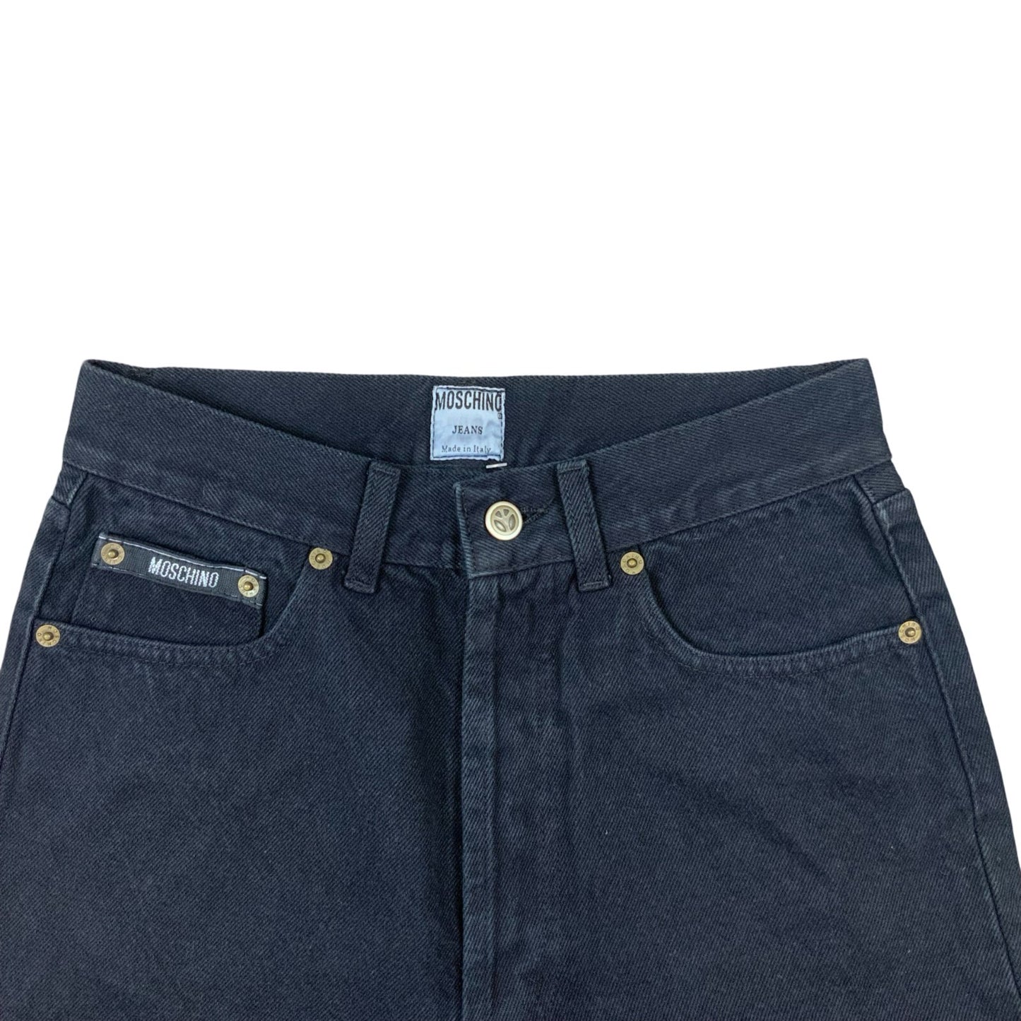 VTG 90s 00s MOSCHINO NAVY BLUE HIGH WAISTED STRAIGHT LEG JEANS 26W 30L