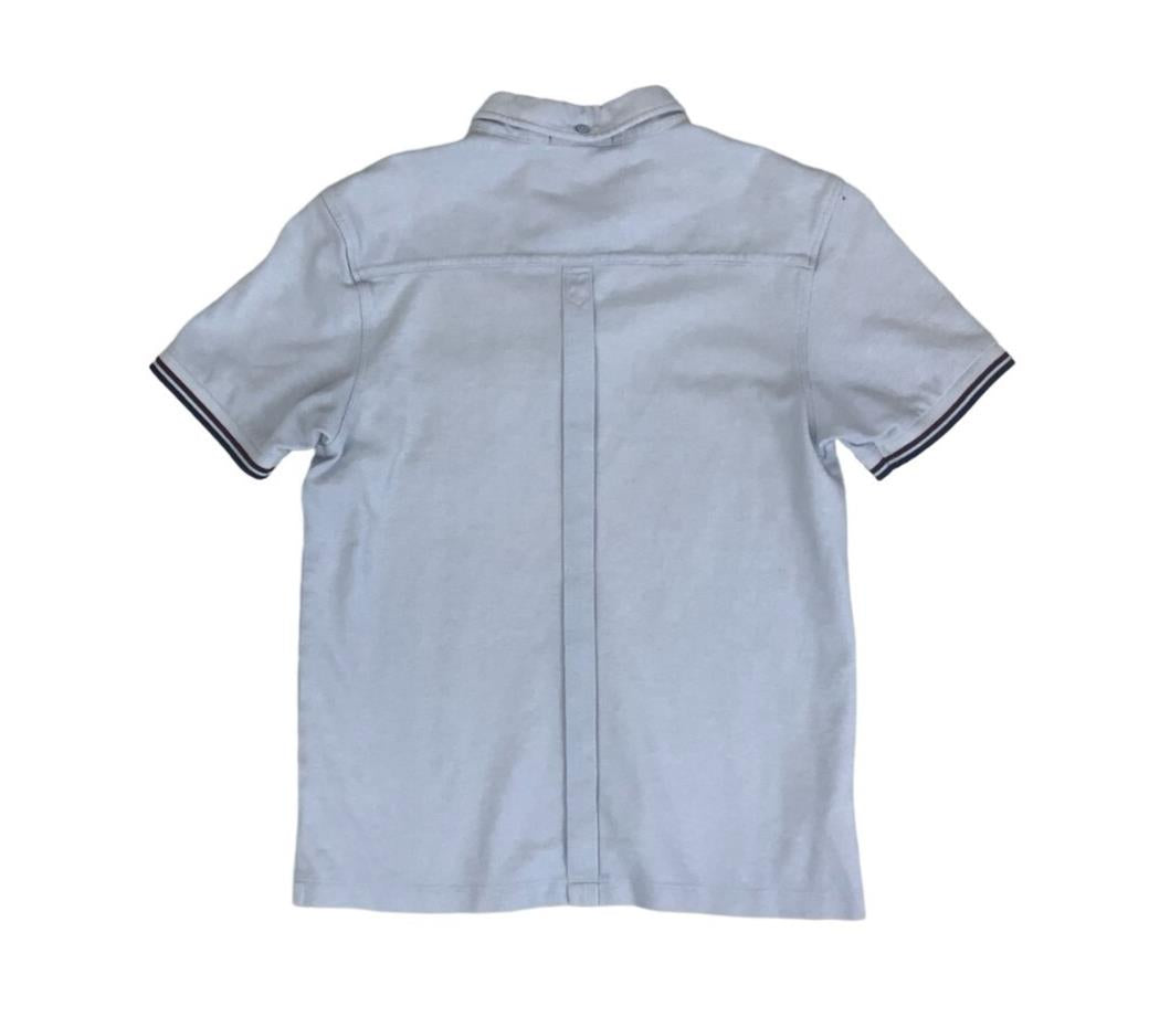 VTG FRED PERRY BLUE BROWN TWIN TIPPED M3561 POLO NECK SHIRT SMALL