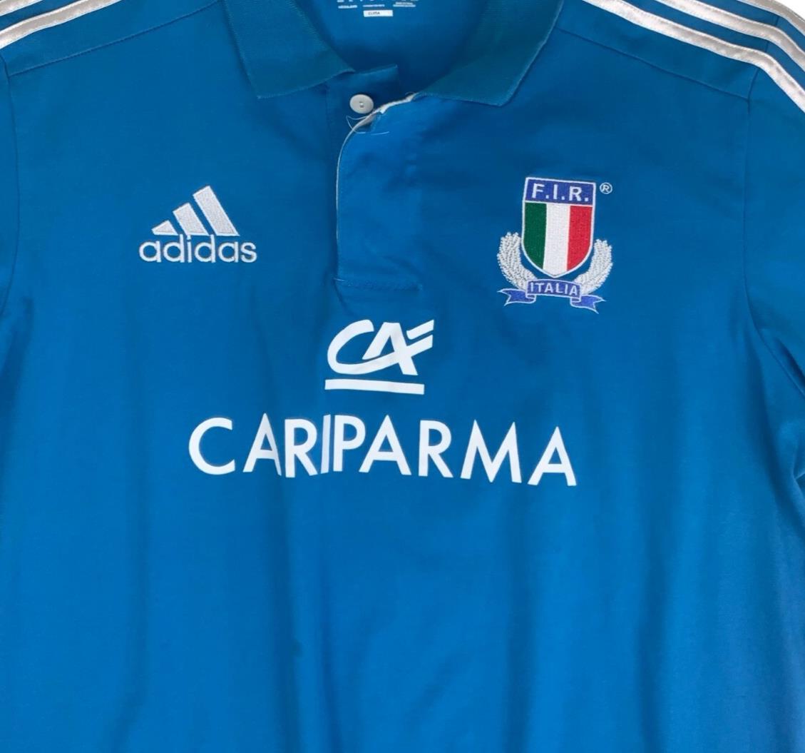 VTG ADIDAS 2012-13 ITALY BLUE RUGBY POLO NECK SHIRT X-LARGE