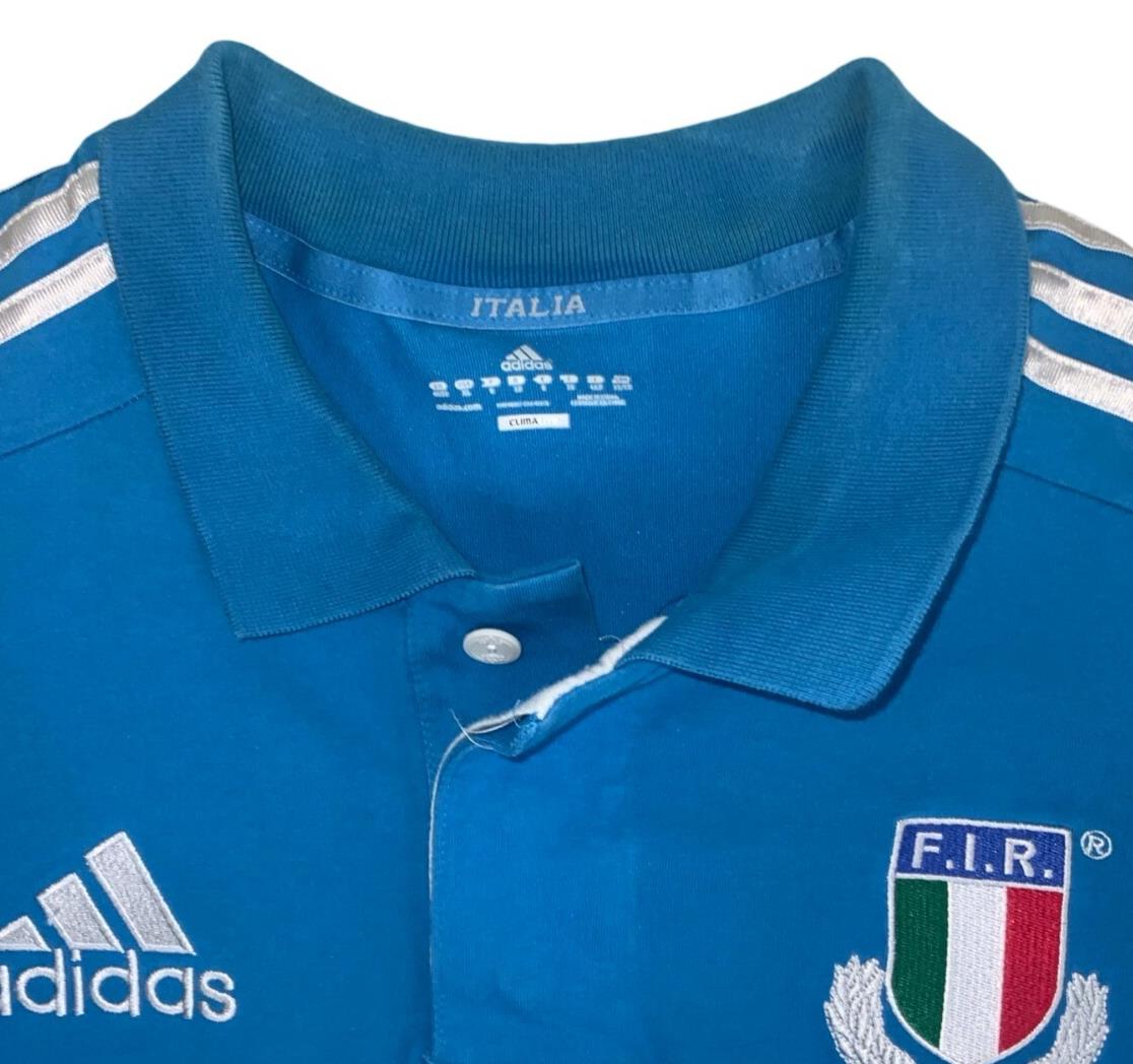 VTG ADIDAS 2012-13 ITALY BLUE RUGBY POLO NECK SHIRT X-LARGE