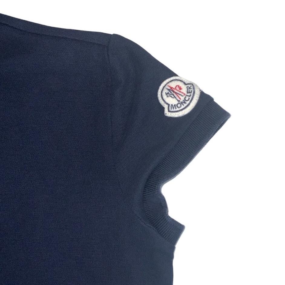 VTG MONCLER WOMENS NAVY BLUE DESIGNER POLO NECK SHIRT SMALL