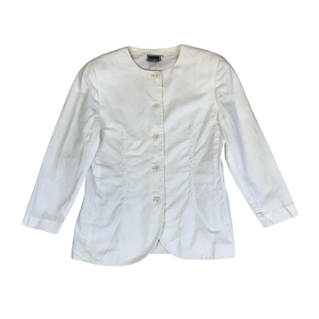 VTG LOUISA SPAGNOLI WHITE BUTTON DOWN TAILORED BLAZER JACKET M 12